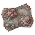 thumbnail image 1 of Ambesonne Leopard Print Place Mats Set of 4, Medieval Rose Garden, Standard Size, Pale Pink Laurel Green, 1 of 5