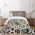 thumbnail image 1 of Ambesonne Leopard Print Quilted Bedspread Set 2 Pcs, Bold Eucalyptus Leaf, Twin Size, Camel and Laurel Green, 1 of 5
