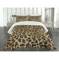 thumbnail image 1 of Ambesonne Leopard Print Quilted Bedspread Set 3 Pcs, Wild Animal Skin, King Size, Pale Brown and Black, 1 of 5