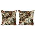 thumbnail image 1 of Ambesonne Leopard Print Throw Pillow Cover 2 Pack, Abstract Blend Earthy, 24", Pastel Brown Forest Green, 1 of 7