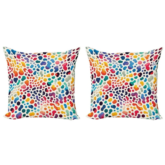 Ambesonne Leopard Print Throw Pillow Cover 2 Pack, Modern Colorful Spots, 24", Multicolor
