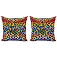 thumbnail image 1 of Ambesonne Leopard Print Throw Pillow Cover 2 Pack, Rainbow Surreal World, 16", Orange Multicolor, 1 of 7