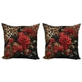 thumbnail image 1 of Ambesonne Leopard Print Throw Pillow Cover 2 Pack, Romantic Rose Lace, 16", Red Sand Brown and Dark Grey, 1 of 7