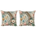 thumbnail image 1 of Ambesonne Leopard Print Throw Pillow Cover 2 Pack, Wild Springtime Bloom, 16", Blush Pale Brown Blue, 1 of 7