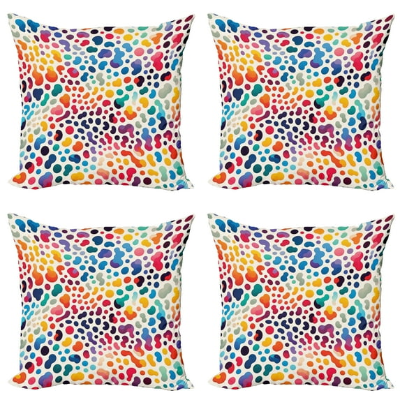 Ambesonne Leopard Print Throw Pillow Cover 4 Pack, Modern Colorful Spots, 20", Multicolor