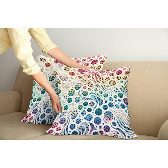 Ambesonne Leopard Print Throw Pillow Cover Pack of 2, Colorful Spotted Dots, 2 Pcs-24" x 24", White Multicolor
