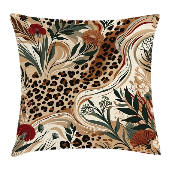 Ambesonne Leopard Print Throw Pillow Cushion Cover, Abstract Blend Earthy, 18" X 18", Pastel Brown Forest Green