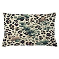 thumbnail image 1 of Ambesonne Leopard Print Throw Pillow Cushion Cover, Bold Eucalyptus Leaf, 26" X 16", Camel and Laurel Green, 1 of 2