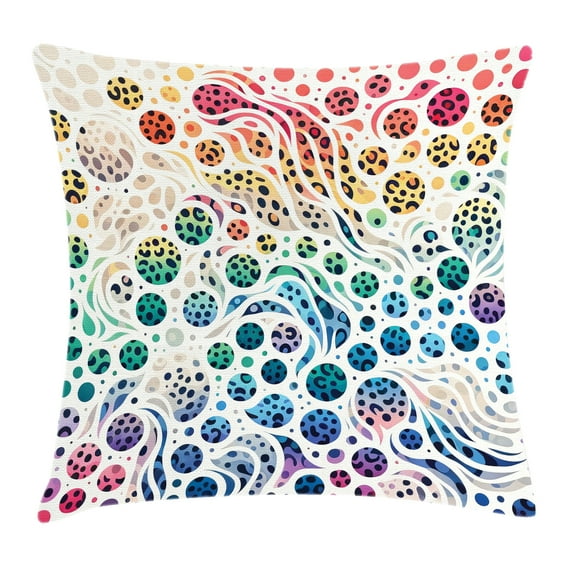 Ambesonne Leopard Print Throw Pillow Cushion Cover, Colorful Spotted Dots, 36" X 36", White Multicolor