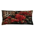 thumbnail image 1 of Ambesonne Leopard Print Throw Pillow Cushion Cover, Romantic Rose Lace, 36" X 16", Red Sand Brown and Dark Grey, 1 of 2