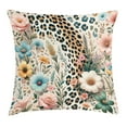 thumbnail image 1 of Ambesonne Leopard Print Throw Pillow Cushion Cover, Wild Springtime Bloom, 28" X 28", Blush Pale Brown Blue, 1 of 2