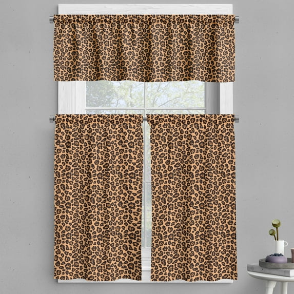 Ambesonne Leopard Print Valance & Curtain, Orange Exotic African, 55"x36", Orange and Black