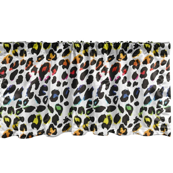 Ambesonne Leopard Print Window Valance, Colorful Mammal, 54" X 12", Multicolor