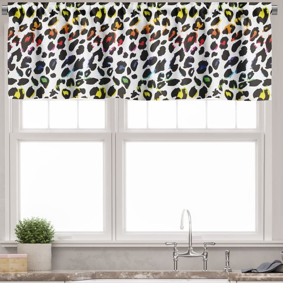 Ambesonne Leopard Print Window Valance, Colorful Mammal, 54" X 18", Multicolor