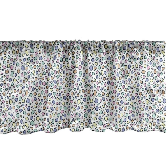 Ambesonne Leopard Print Window Valance, Modern Animal Skin, 54" X 12", Multicolor