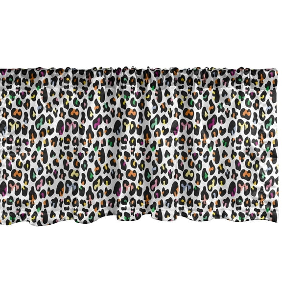 Ambesonne Leopard Print Window Valance, Modernized Cat Skin, 54" X 18", Multicolor