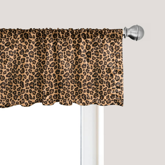 Ambesonne Leopard Print Window Valance, Orange Exotic African, 54" X 18", Orange and Black