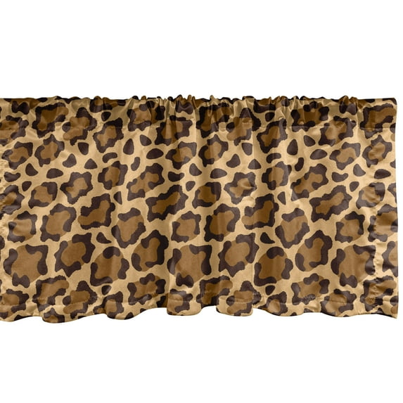 Ambesonne Leopard Print Window Valance, Panthera Specie Skin, 54" X 12", Sand Brown Pale Caramel