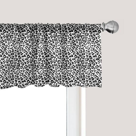 Ambesonne Leopard Print Window Valance, Wild Animal Abstract, 54" X 12", Black White