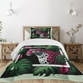 thumbnail image 1 of Ambesonne Leopard Quilted Bedspread Set 2 Pcs, Abstract Jungle Wild Cat, Twin Size, Emerald Magenta and Black, 1 of 5