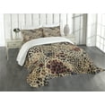 thumbnail image 1 of Ambesonne Leopard Quilted Bedspread Set 3 Pcs, Pattern with Heavy Details, Queen Size, Camel Dried Rose, 1 of 5