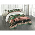 thumbnail image 1 of Ambesonne Leopard Quilted Coverlet 3 Pcs, Monsteras Wild Cat Lounge, Queen Size, Pink and Jade Green, 1 of 4
