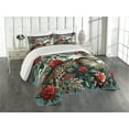 thumbnail image 1 of Ambesonne Leopard Quilted Coverlet 3 Pcs, Roses Wild Animal on Clouds, King Size, Grey Teal and Scarlet, 1 of 4