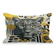 thumbnail image 1 of Ambesonne Leopard Quilted Pillowcover, Mid Century Modern Wild Cat, 36" x 20", Charcoal Grey and Mustard, 1 of 2