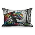 thumbnail image 1 of Ambesonne Leopard Quilted Pillowcover, Rainbow Cat in Greyscale, 36" x 20", Grey Multicolor, 1 of 2