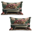 thumbnail image 1 of Ambesonne Leopard Quilted Pillowcover Set of 2, English Roses Wild Animal, 36" x 20", Reseda Green and Pink, 1 of 1