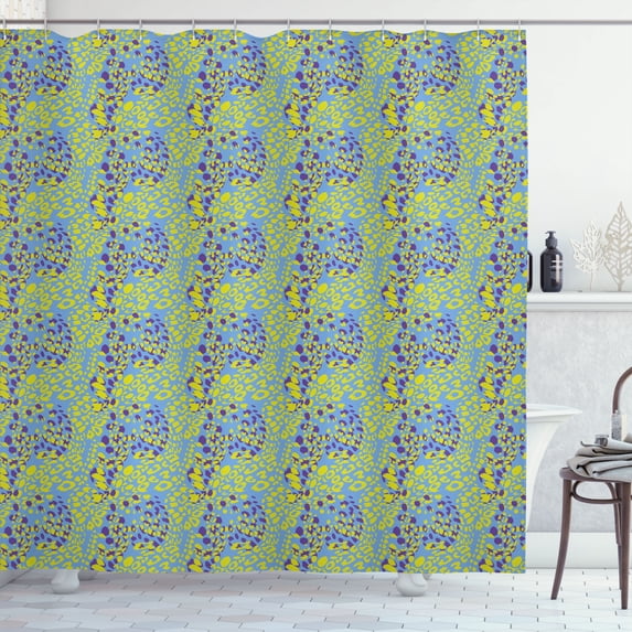 Ambesonne Leopard Shower Curtain, Animal Print Ornament Art, 69"Wx84"L, Yellow Green and Blue Violet