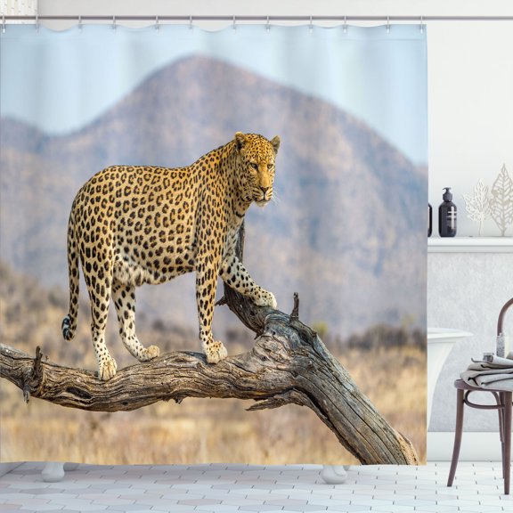 Ambesonne Leopard Shower Curtain, Blurred Background Fierce, 69"Wx75"L, Multicolor