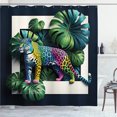 thumbnail image 1 of Ambesonne Leopard Shower Curtain, Monstera Colorful Wilds, 69"Wx70"L, Green Petrol Blue, 1 of 1