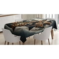 thumbnail image 1 of Ambesonne Leopard Tablecloth Rectangular Table Cover, Polygonal Globe Full Moon, 60"x84", Dark Blue Grey and Amber, 1 of 3