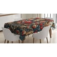 thumbnail image 1 of Ambesonne Leopard Tablecloth Rectangular Table Cover, Rich Rococo Style Roses, 60"x90", Dark Coral Caramel and Blue, 1 of 3