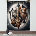 thumbnail image 1 of Ambesonne Leopard Tapestry Wall Hanging, Polygonal Globe Full Moon, 40"x60", Dark Blue Grey and Amber, 1 of 3