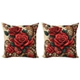thumbnail image 1 of Ambesonne Leopard Throw Pillow Cover 2 Pack, Red Roses Swirls Wild Cat, 18", Vermilion Caramel Beige, 1 of 7
