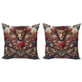 thumbnail image 1 of Ambesonne Leopard Throw Pillow Cover 2 Pack, Rich Rococo Style Roses, 20", Dark Coral Caramel and Blue, 1 of 7