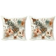 thumbnail image 1 of Ambesonne Leopard Throw Pillow Cover 2 Pack, Tender Abloom Watercolor, 20", Peach Ginger and Grey Teal, 1 of 7