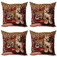 thumbnail image 1 of Ambesonne Leopard Throw Pillow Cover 4 Pack, Big Cat on Sectional Sofa, 24", Red Apricot Dark Salmon, 1 of 7