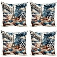 thumbnail image 1 of Ambesonne Leopard Throw Pillow Cover 4 Pack, Eiffel Clouds and Wild Cat, 24", Night Blue Rust Eggshell, 1 of 7