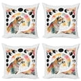 thumbnail image 1 of Ambesonne Leopard Throw Pillow Cover 4 Pack, Watercolor Art Poly Moon, 24", Coral Rose and Pale Teal, 1 of 7