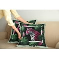 thumbnail image 1 of Ambesonne Leopard Throw Pillow Cover Pack of 2, Abstract Jungle Wild Cat, 2 Pcs-36"x36", Emerald Magenta and Black, 1 of 5