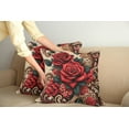 thumbnail image 1 of Ambesonne Leopard Throw Pillow Cover Pack of 2, Red Roses Swirls Wild Cat, 2 Pcs-24" x 24", Vermilion Caramel Beige, 1 of 5