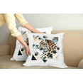 thumbnail image 1 of Ambesonne Leopard Throw Pillow Cover Pack of 2, Watercolor Minimal Modern, 2 Pcs-16"x16", Brown White and Blue, 1 of 5