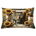 thumbnail image 1 of Ambesonne Leopard Throw Pillow Cushion Cover, Farmhouse Sunflowers Rustic, 26" X 16", Earth Yellow and Caramel, 1 of 2