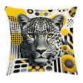 thumbnail image 1 of Ambesonne Leopard Throw Pillow Cushion Cover, Mid Century Modern Wild Cat, 26" X 26", Charcoal Grey and Mustard, 1 of 2