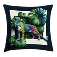 thumbnail image 1 of Ambesonne Leopard Throw Pillow Cushion Cover, Monstera Colorful Wilds, 36" X 36", Green Petrol Blue, 1 of 2