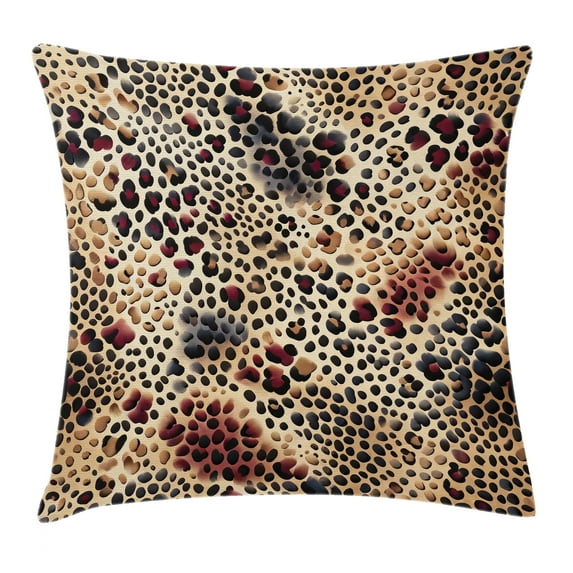 Ambesonne Leopard Throw Pillow Cushion Cover, Pattern with Heavy Details, 18" X 18", Camel Dried Rose
