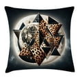 thumbnail image 1 of Ambesonne Leopard Throw Pillow Cushion Cover, Polygonal Globe Full Moon, 16" X 16", Dark Blue Grey and Amber, 1 of 2